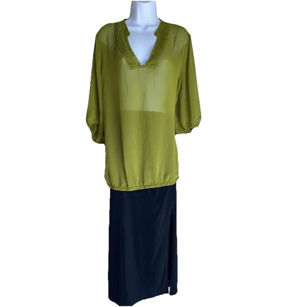 Worthington Women's Plus Size 2X Green Sheer Tunic Blouse Top Summer Lightweight - Picture 4 of 9